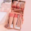 Mini Espelho De Maquiagem Portátil Com 5 Pcs Pincéis De Maquiagem Zenny